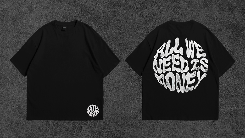Camiseta Oversize Money Drop 001 — Preta